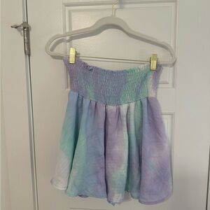 Karlie Pastel Tie Dye Smocked Waist Mini Skirt Flowy Boutique Skirt Size L